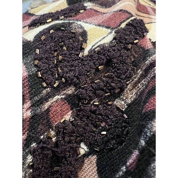 Alberto Makali Medium Beaded Turtleneck Midi Sweater Dress Brown 3D Stretch NWOT - Picture 8 of 8